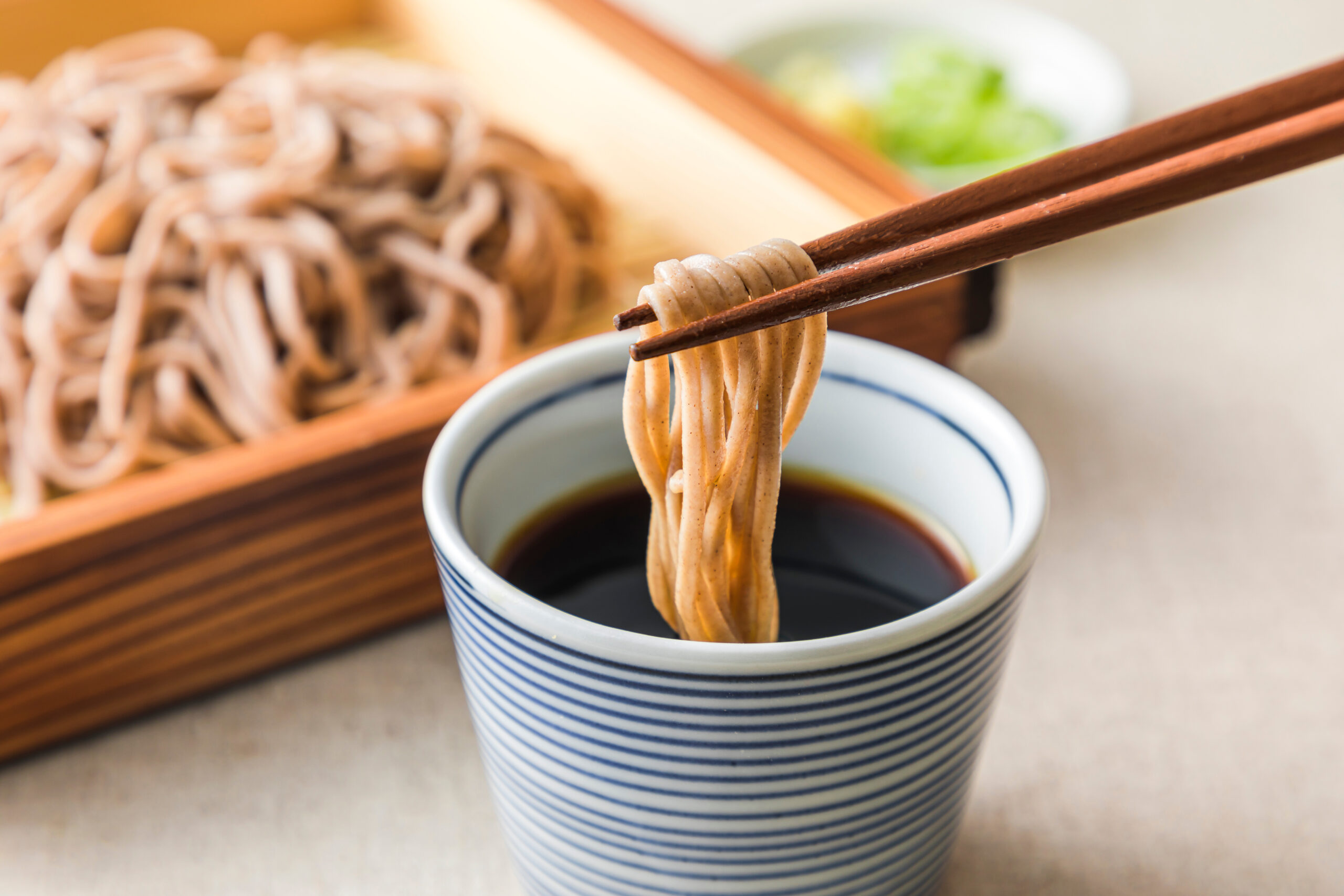 Japanese soba noodles with Mentsuyu